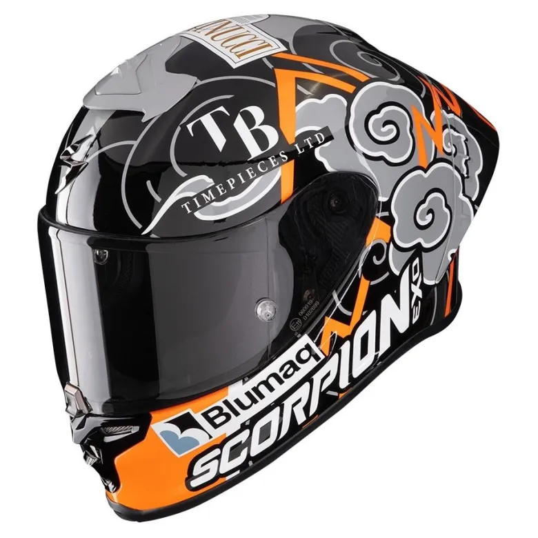 Kask integralny SCORPION EXO-R1 AIR FIM RACING ARON 2024 czarny szary pomarańczowy