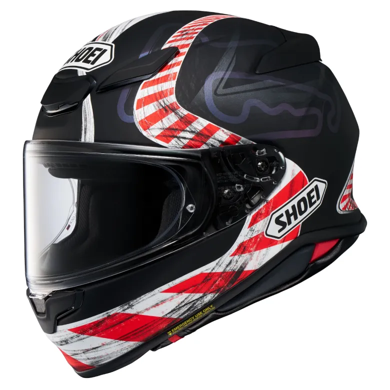 Kask integralny SHOEI NXR2 KNEE DOWN TC-5 czarny czerwony biały