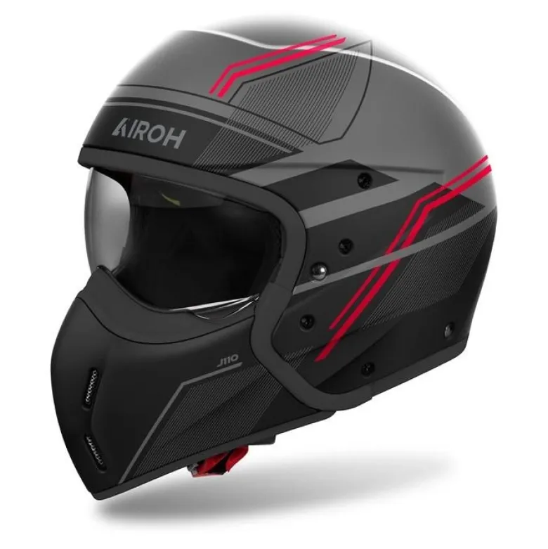 Kask modułowy AIROH J110 SLIM RED MATT czerwony szary czarny