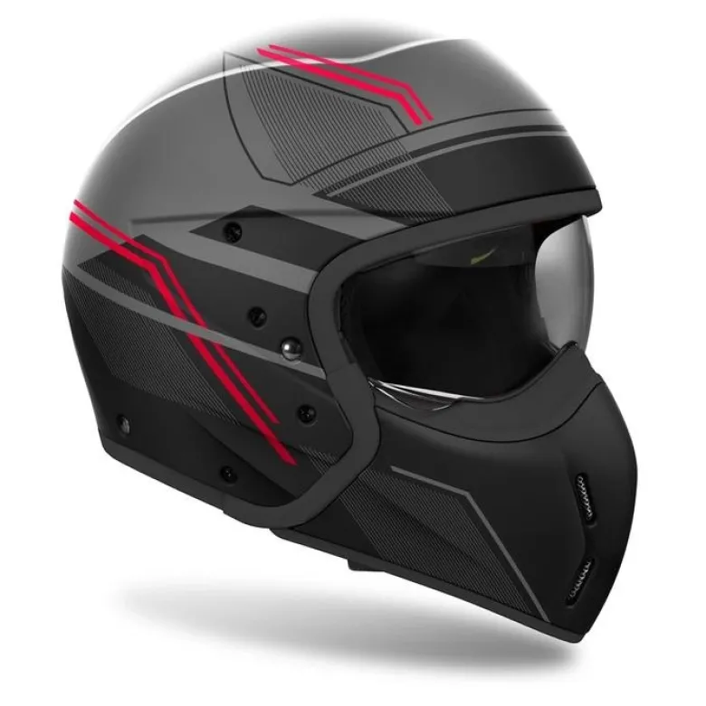 Kask modułowy AIROH J110 SLIM RED MATT czerwony szary czarny