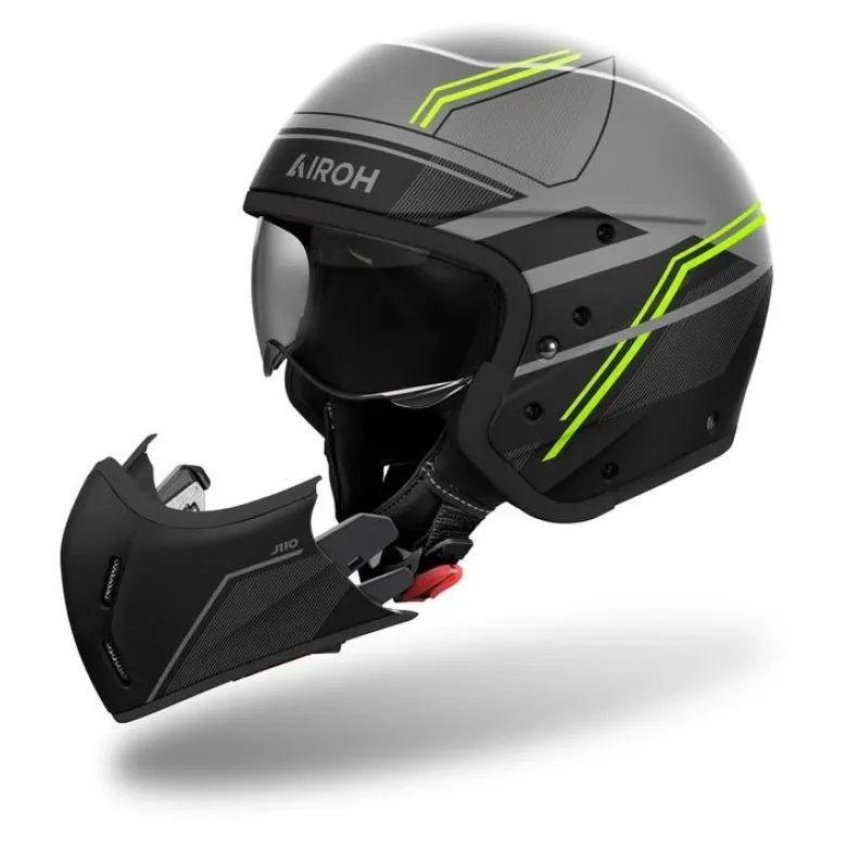 Kask modułowy AIROH J110 SLIM YELLOW MATT żółty fluo szary czarny