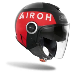 Kask otwarty AIROH HELIOS UP BLACK MATT czarny czerwony