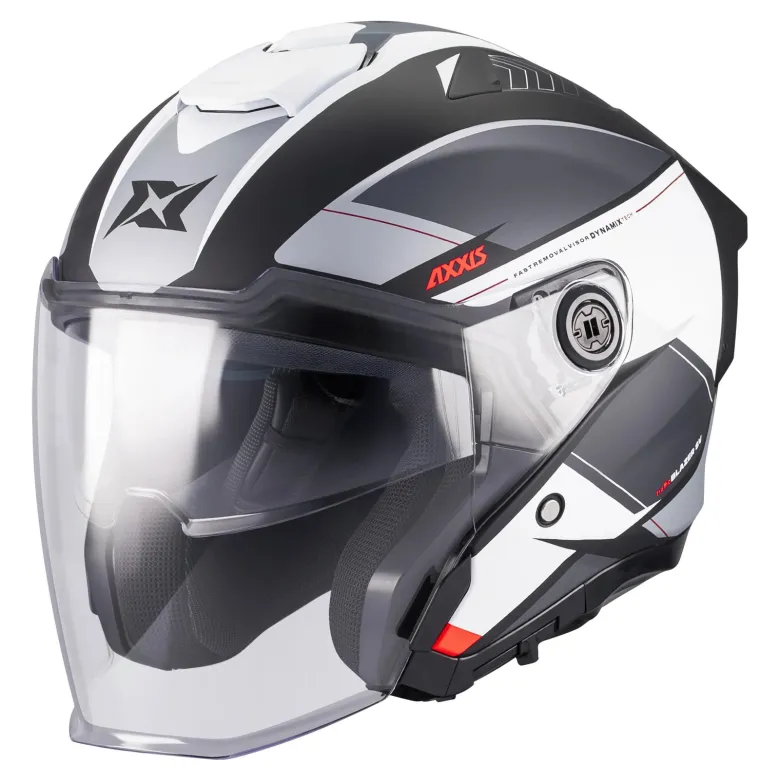 Kask otwarty AXXIS BLAZER SV TRAFFIC B0 MATT czarny szary biały