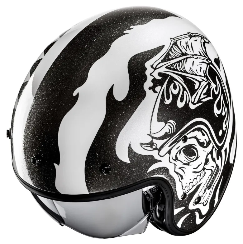 Kask otwarty HJC V31 FLAME WHITE/BLACK biały czarny