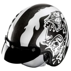 Kask otwarty HJC V31 FLAME WHITE/BLACK biały czarny
