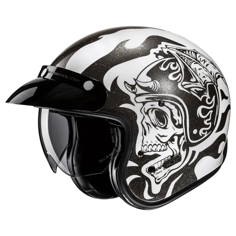 Kask otwarty HJC V31 FLAME WHITE/BLACK biały czarny