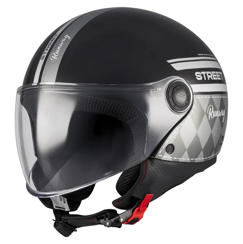 Kask otwarty MT STREET S RUNAWAY BLACK/SILVER czarny srebrny