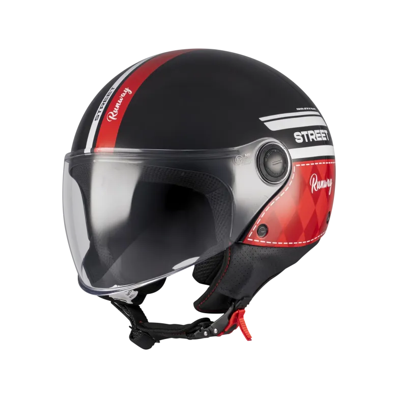 Kask otwarty MT STREET S RUNAWAY BLACK/RED czarny czerwony