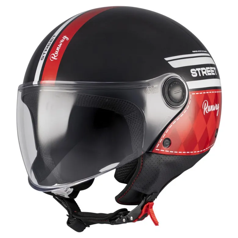 Kask otwarty MT STREET S RUNAWAY BLACK/RED czarny czerwony