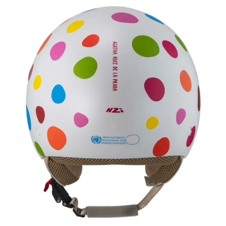 Kask otwarty NZI PASARELA LUNAR MULTICOLOR MATT biały czerwony niebieski różowy żółty