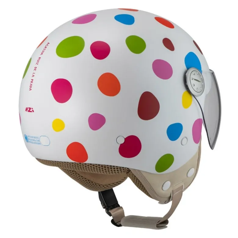 Kask otwarty NZI PASARELA LUNAR MULTICOLOR MATT biały czerwony niebieski różowy żółty