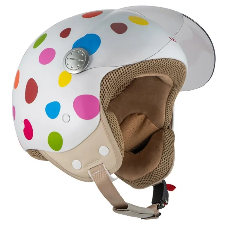 Kask otwarty NZI PASARELA LUNAR MULTICOLOR MATT biały czerwony niebieski różowy żółty