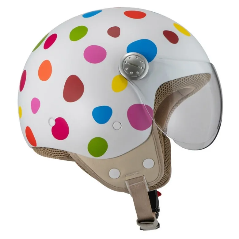 Kask otwarty NZI PASARELA LUNAR MULTICOLOR MATT biały czerwony niebieski różowy żółty