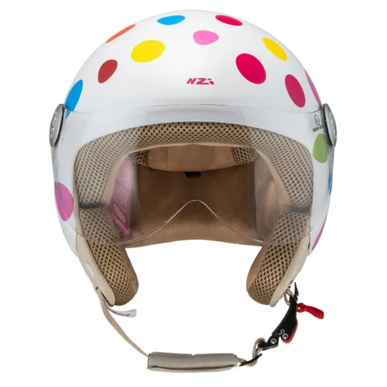 Kask otwarty NZI PASARELA LUNAR MULTICOLOR MATT biały czerwony niebieski różowy żółty