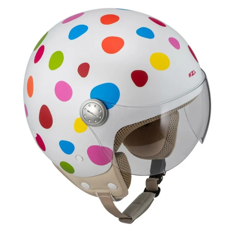 Kask otwarty NZI PASARELA LUNAR MULTICOLOR MATT biały czerwony niebieski różowy żółty