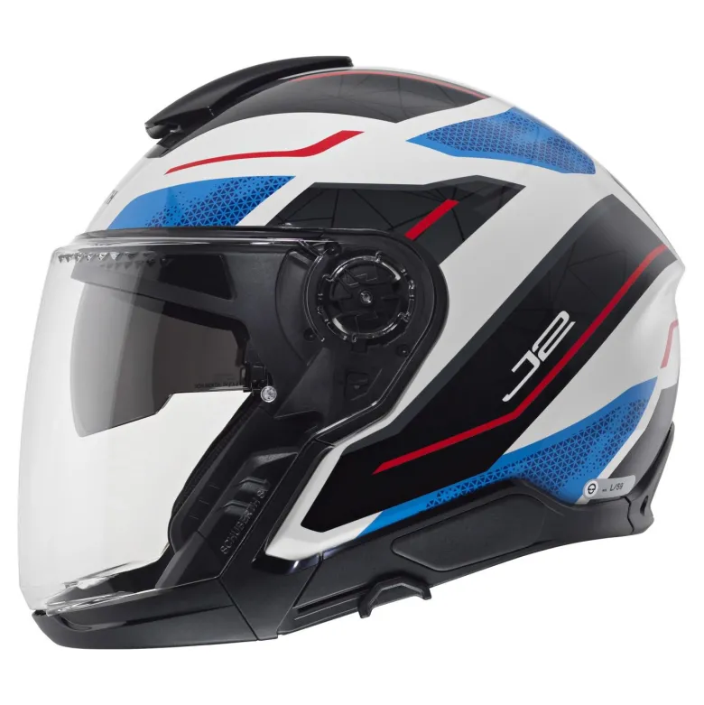 Kask otwarty SCHUBERTH J2 ECE SIGMA BLUE biały niebieski czerwony czarny