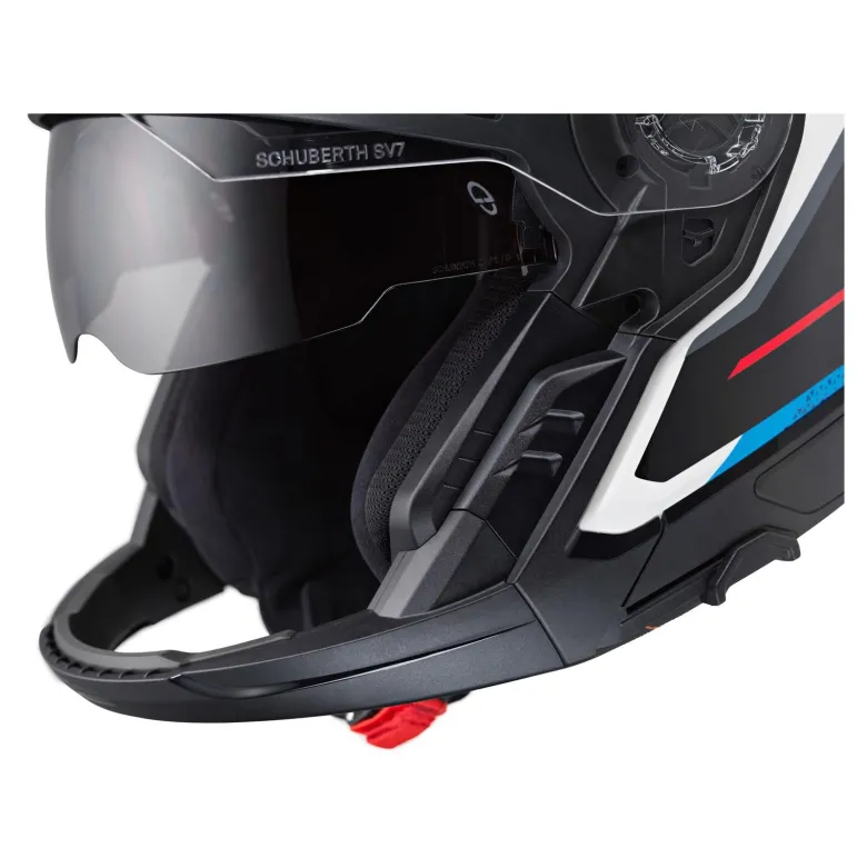 Kask otwarty SCHUBERTH J2 ECE SIGMA BLUE biały niebieski czerwony czarny