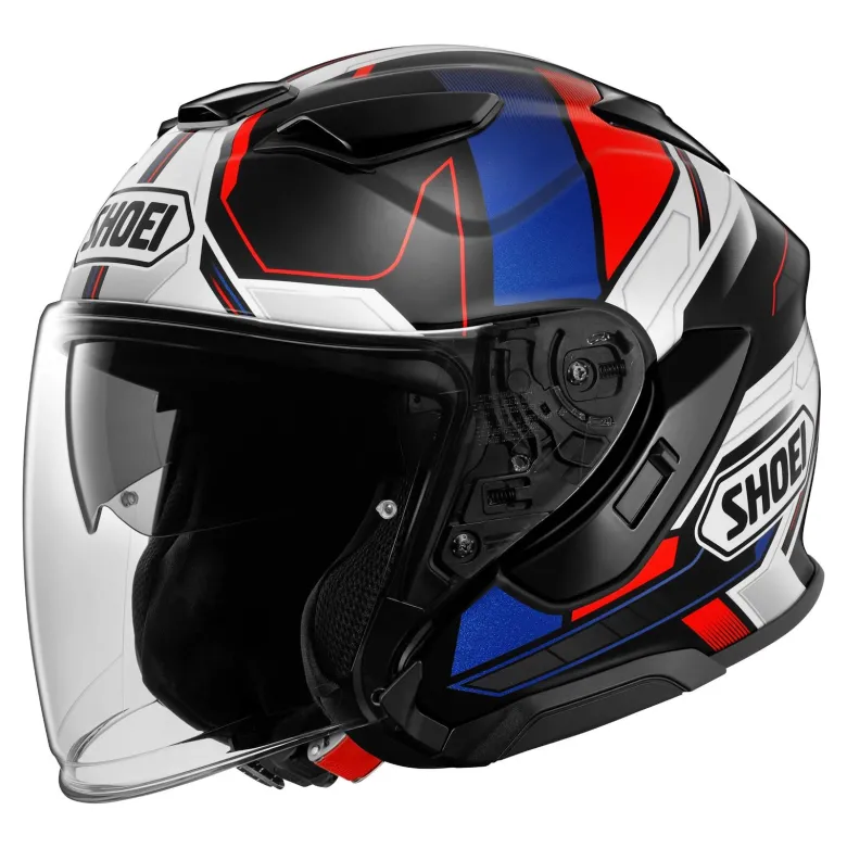 Kask otwarty SHOEI J-CRUISE 3 WHIZZY TC-10 czarny czerwony niebieski biały