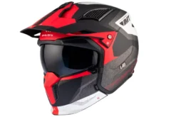 Kask otwarty z wpinaną szczęką MT STREETFIGHTER SV S TOTEM MATT PEARL RED czerwony szary czarny