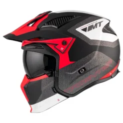 Kask otwarty z wpinaną szczęką MT STREETFIGHTER SV S TOTEM MATT PEARL RED czerwony szary czarny