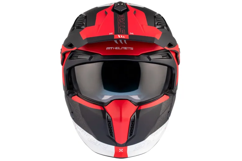 Kask otwarty z wpinaną szczęką MT STREETFIGHTER SV S TOTEM MATT PEARL RED czerwony szary czarny