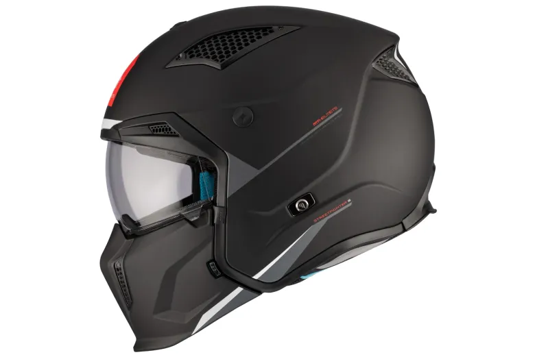 Kask otwarty z wpinaną szczęką MT STREETFIGHTER SV S SOLID MATT BLACK czarny mat