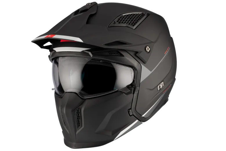 Kask otwarty z wpinaną szczęką MT STREETFIGHTER SV S SOLID MATT BLACK czarny mat