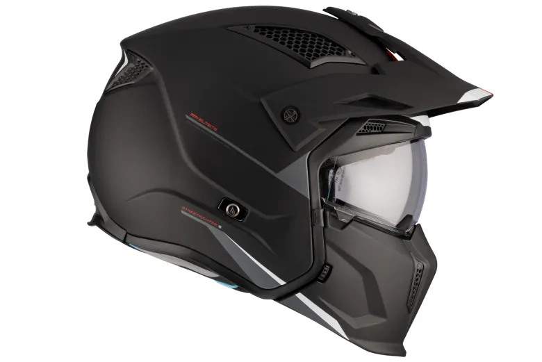 Kask otwarty z wpinaną szczęką MT STREETFIGHTER SV S SOLID MATT BLACK czarny mat
