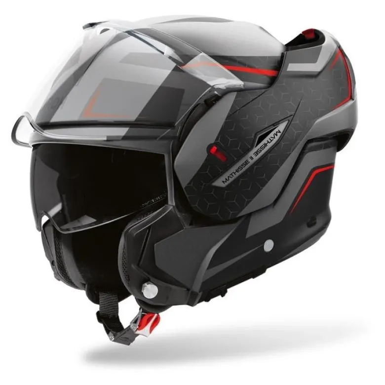 Kask szczękowy AIROH MATHISSE II MAGNET MATT czerwony szary czarny