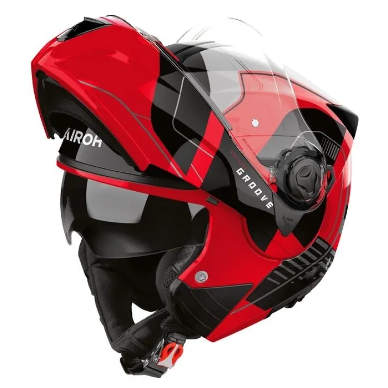 Kask szczękowy AIROH SPECKTRE GROOVE RED GLOSS czerwony szary czarny