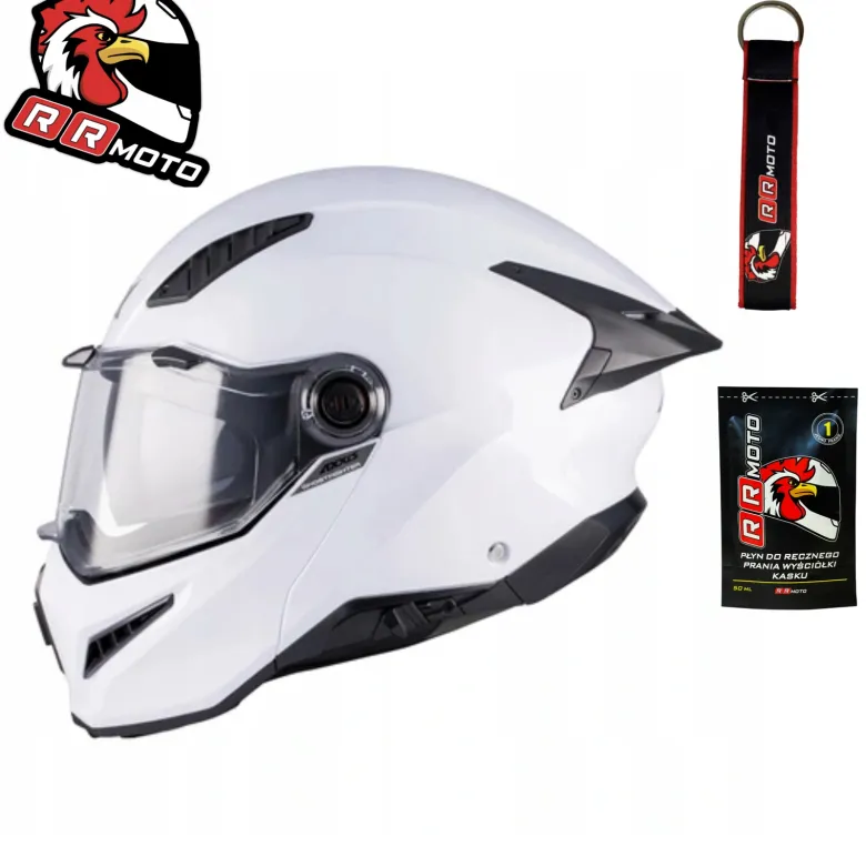 Kask szczękowy AXXIS GHOSTFIGHTER SV SOLID A0 PEARL WHITE GLOSS biały mat
