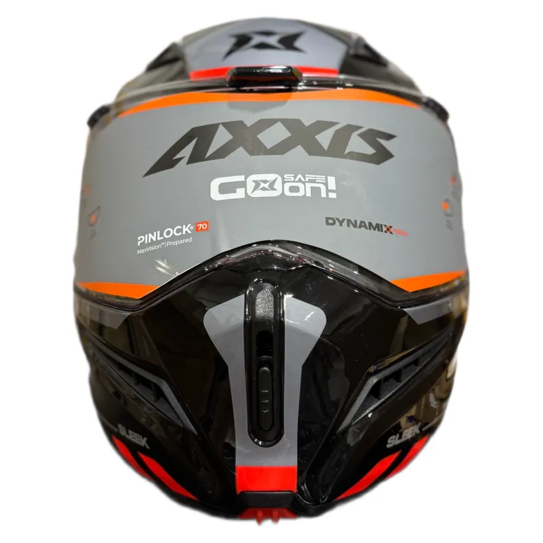 Kask szczękowy AXXIS GHOSTFIGHTER SV SLEEK A2 GLOSS szary grafitowy pomarańczowy fluo