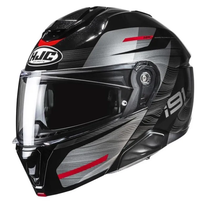 Kask szczękowy HJC I91 DUSK BLACK/RED czarny czerwony