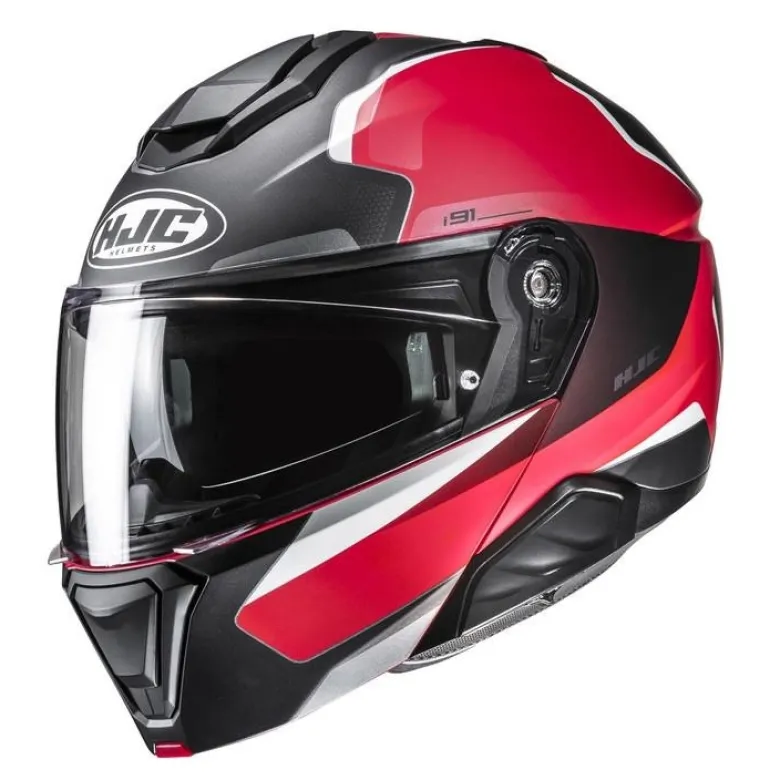 Kask szczękowy HJC I91 FELIO BLACK/RED czarny czerwony