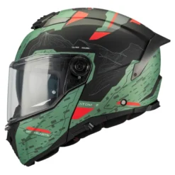 Kask szczękowy MT ATOM 2 SV HIGHLANDS GREY/FLUO zielony czarny czerwony