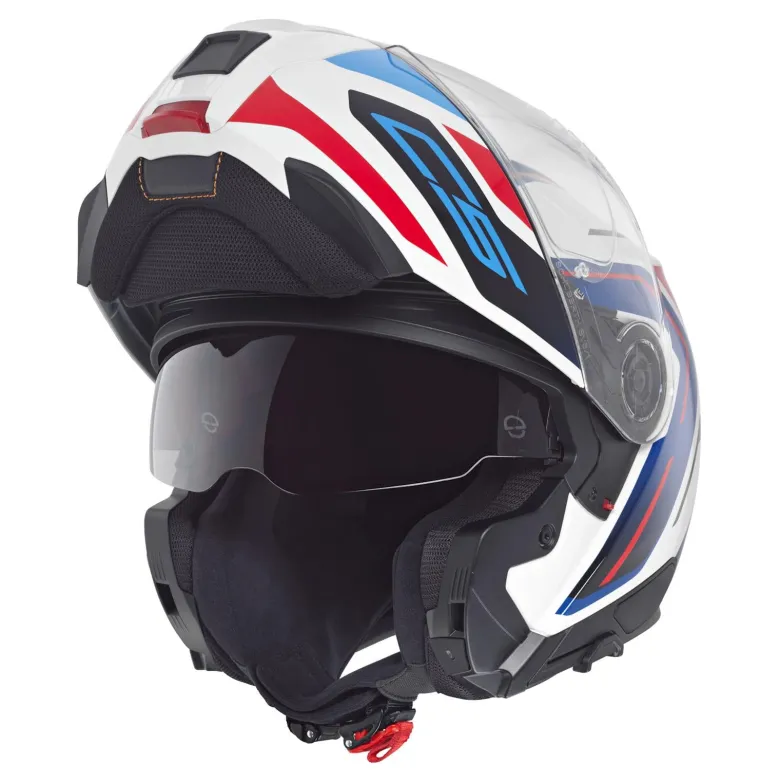 Kask szczękowy SCHUBERTH C5 ECE OMEGA WHITE niebieski biały czerwony czarny