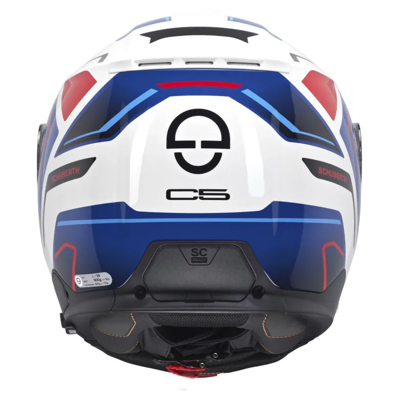 Kask szczękowy SCHUBERTH C5 ECE OMEGA WHITE niebieski biały czerwony czarny