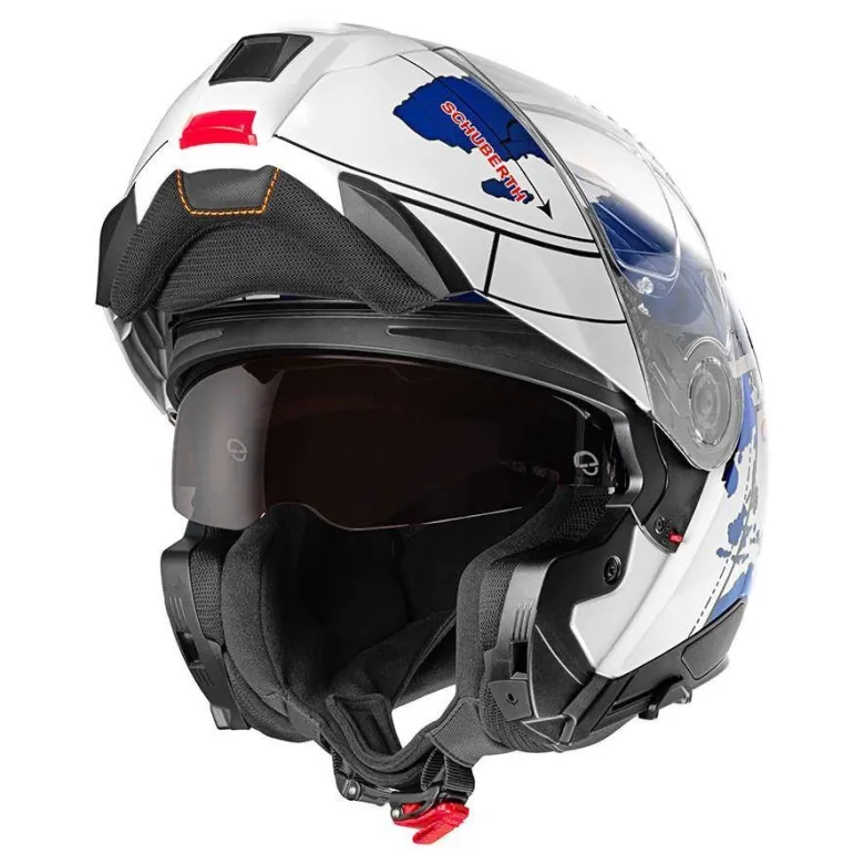 Kask szczękowy SCHUBERTH C5 ECE GLOBE BLUE biały niebieski czerwony
