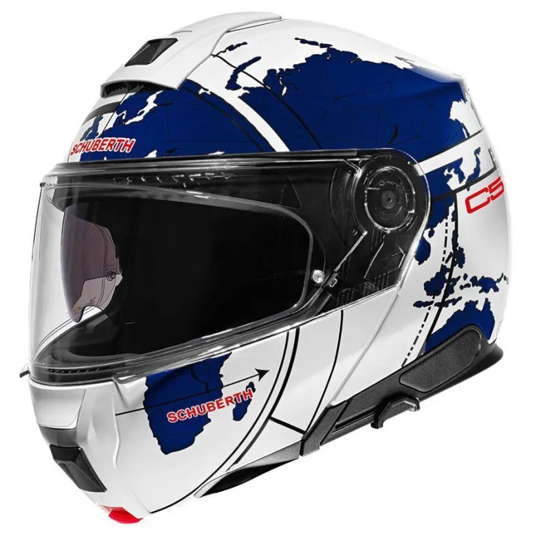 Kask szczękowy SCHUBERTH C5 ECE GLOBE BLUE biały niebieski czerwony