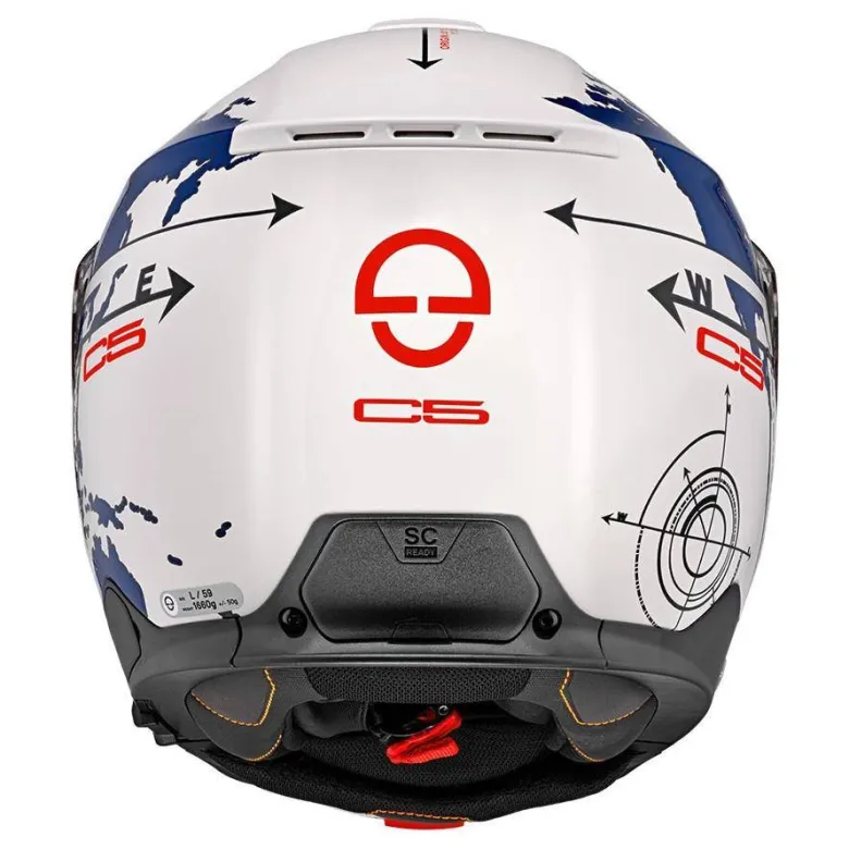 Kask szczękowy SCHUBERTH C5 ECE GLOBE BLUE biały niebieski czerwony