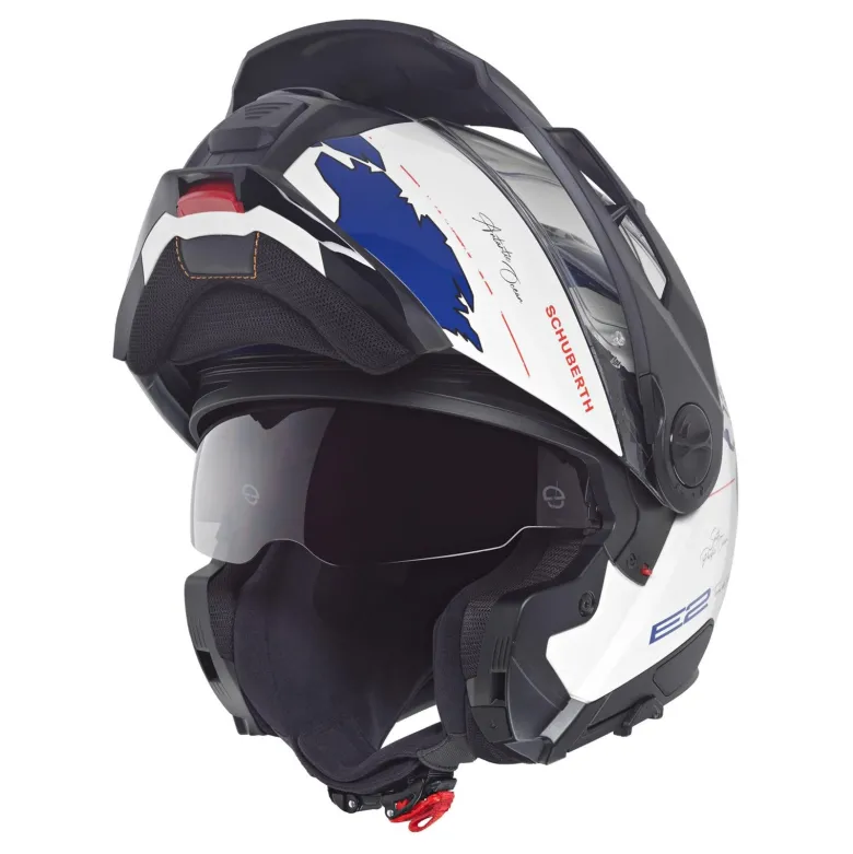 Kask szczękowy SCHUBERTH E2 ECE ATLAS BLUE biały niebieski czerwony