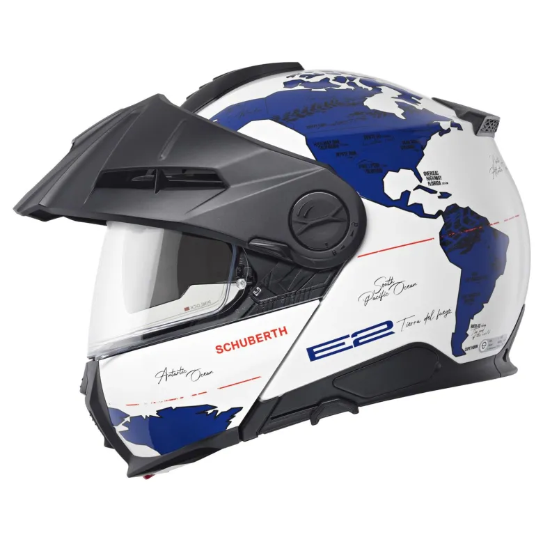 Kask szczękowy SCHUBERTH E2 ECE ATLAS BLUE biały niebieski czerwony