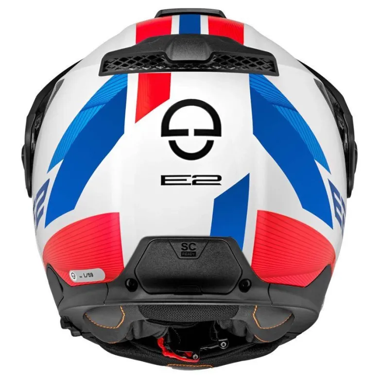 Kask szczękowy SCHUBERTH E2 ECE DEFENDER WHITE biały czerwony niebieski czarny
