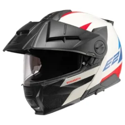 Kask szczękowy SCHUBERTH E2 ECE DEFENDER WHITE biały czerwony niebieski czarny