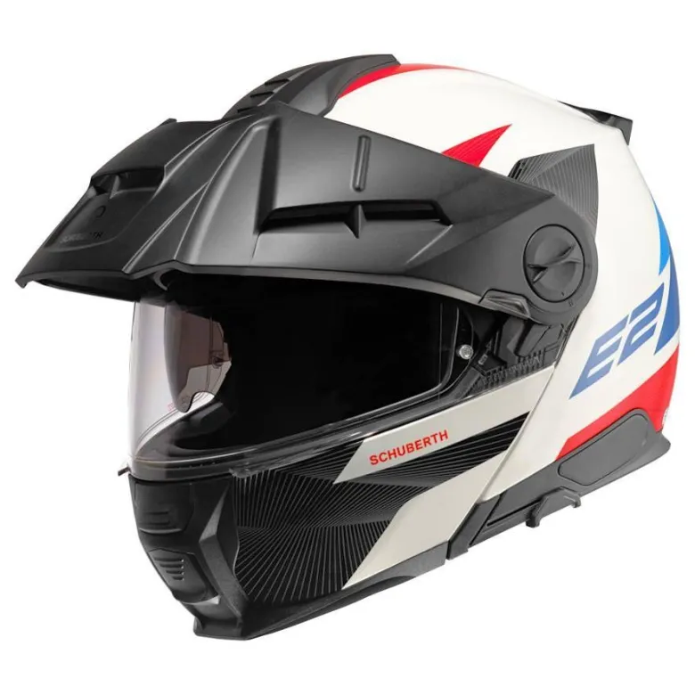 Kask szczękowy SCHUBERTH E2 ECE DEFENDER WHITE biały czerwony niebieski czarny