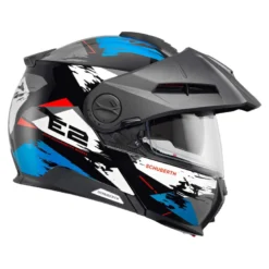 Kask szczękowy SCHUBERTH E2 ECE TRAIL BLUE biały czerwony niebieski szary