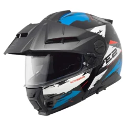 Kask szczękowy SCHUBERTH E2 ECE TRAIL BLUE biały czerwony niebieski szary