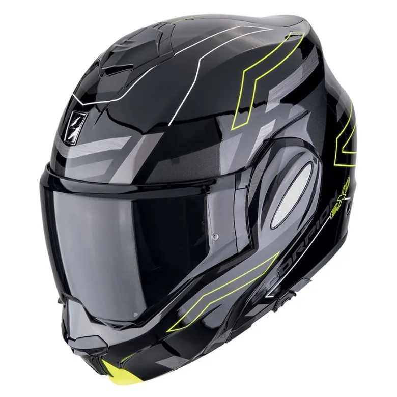 Kask szczękowy SCORPION EXO-TECH CONQUER BLACK/FLUO czarny żółty fluo