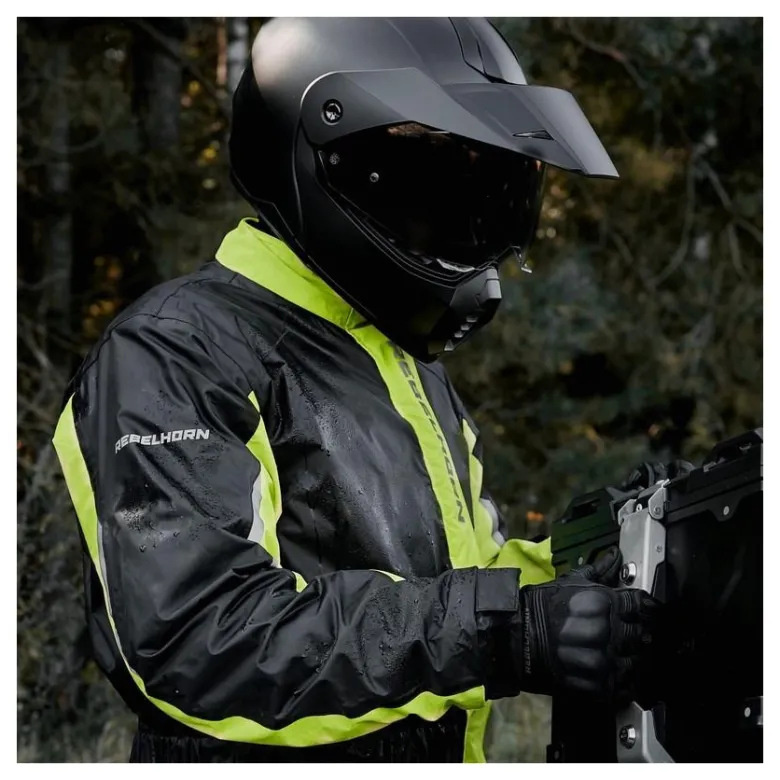 Kombinezon przeciwdeszczowy REBELHORN TRAVEL BLACK/FLO YELLOW czarny żółty fluo
