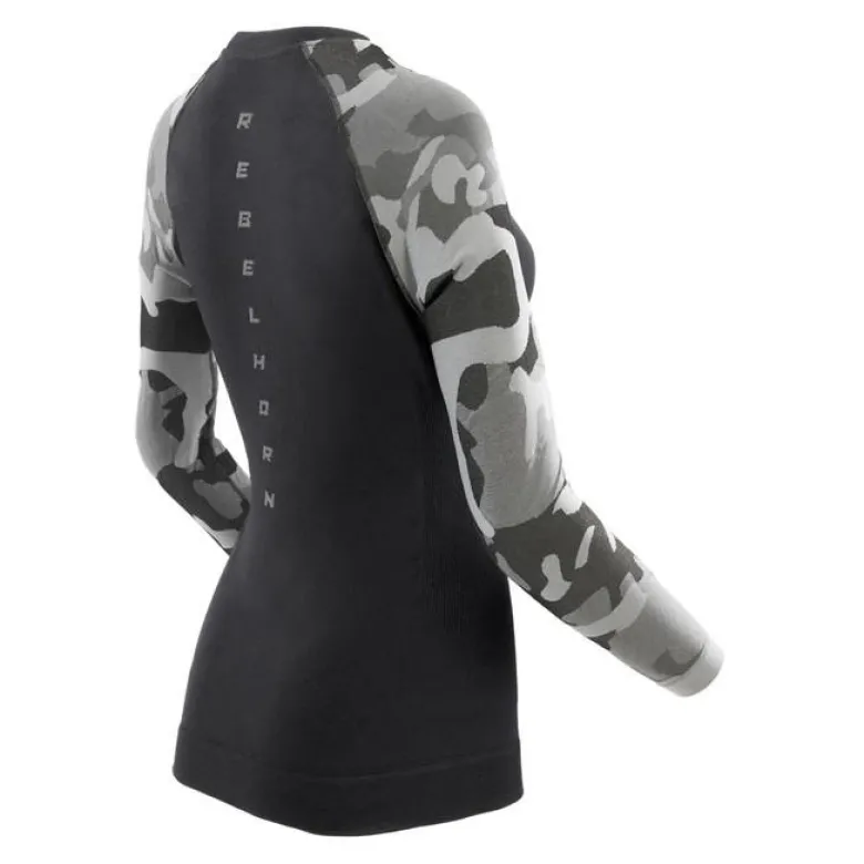 Koszulka termoaktywna damska REBELHORN FREEZE II LADY CAMO czarny szary